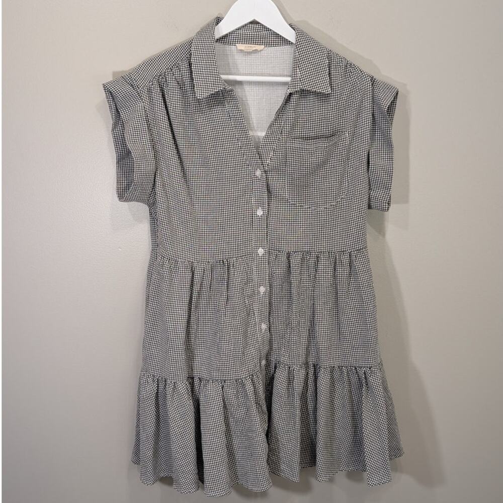 Elan Shirt Dress Gingham Tiered CottageCore Coastal Preppy Transitional Size M